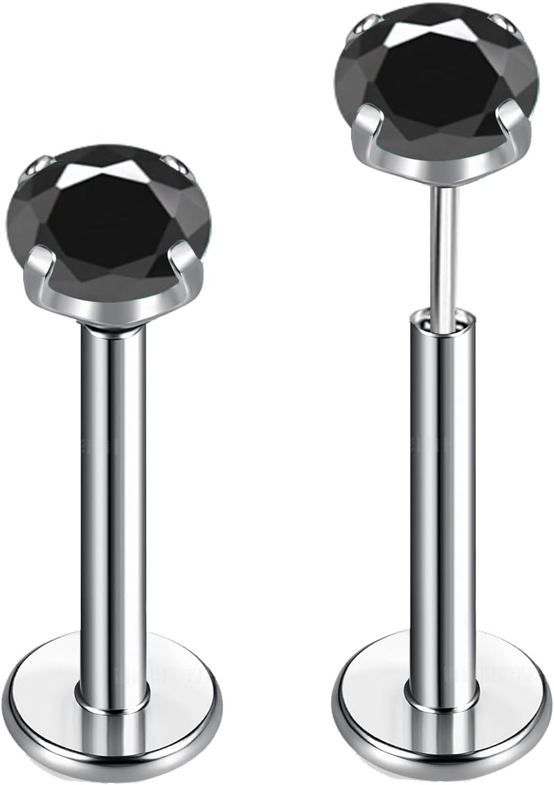 TOMIDES G23 Titanium Lip Rook Labret Studs Helix Tragus Earring Set 16G Threadless CZ Nose Stud Hypoallergenic Conch Lobe Cartilage Push Back Monroe Piercing Jewelry - Image 1